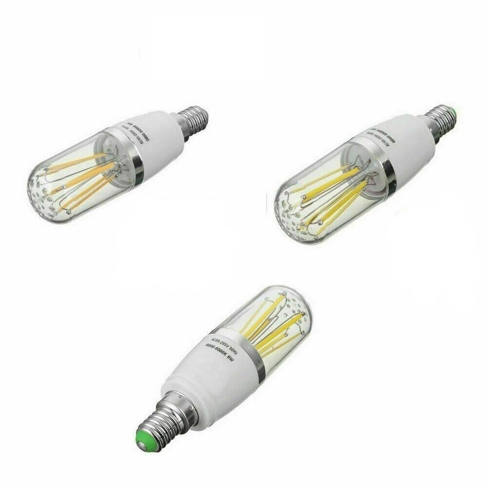 Confezione da 10 lampadine a filamento LED COB AC85-240V 3W/4W/6W B22/E27/E14 LED for frigorifero e congelatore, illuminazione a mais(WARM WHITE,E14 3W)