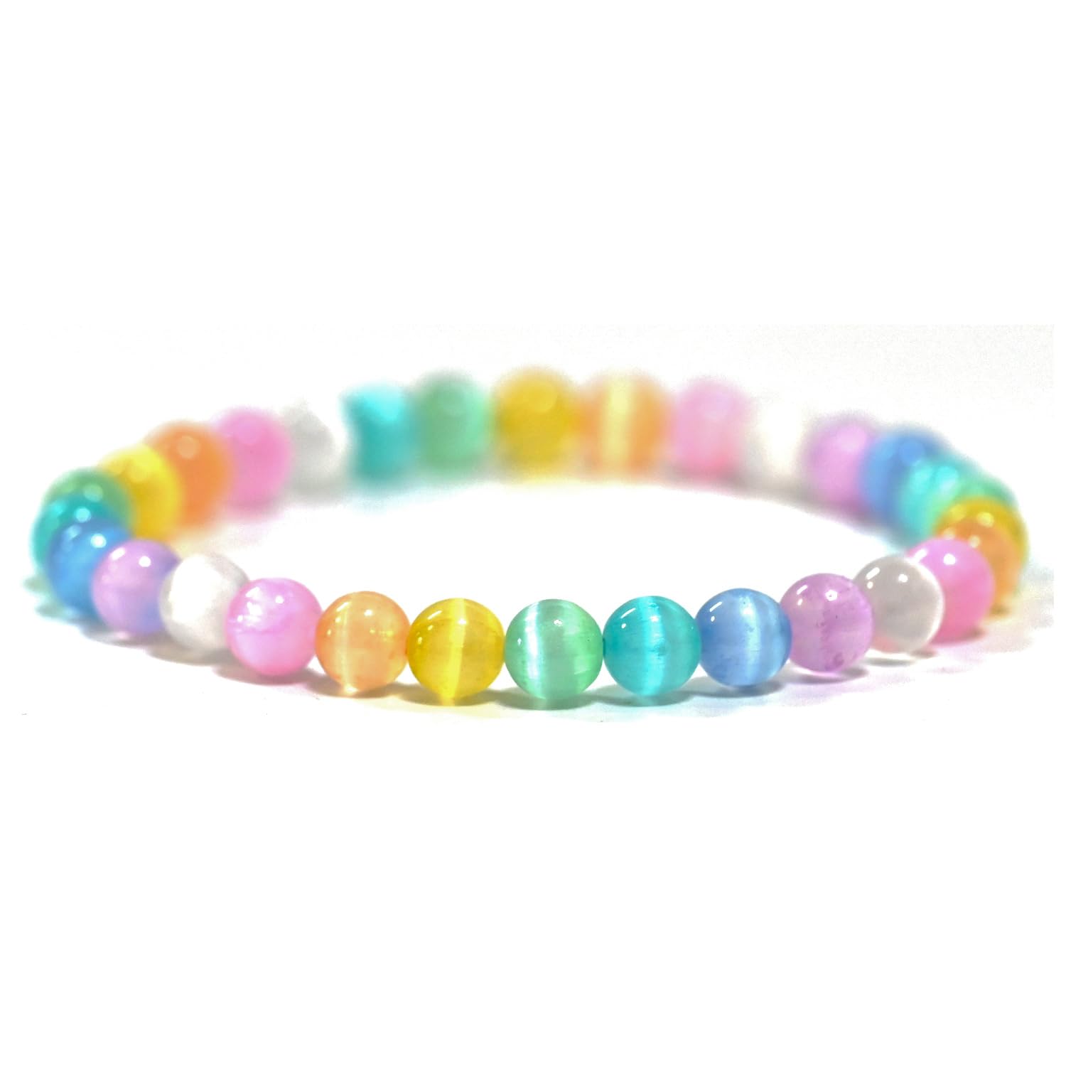 Angelstones Gem Semi Precious Gemstone 6mm Round Beads Stretch Bracelet 7" Unisex