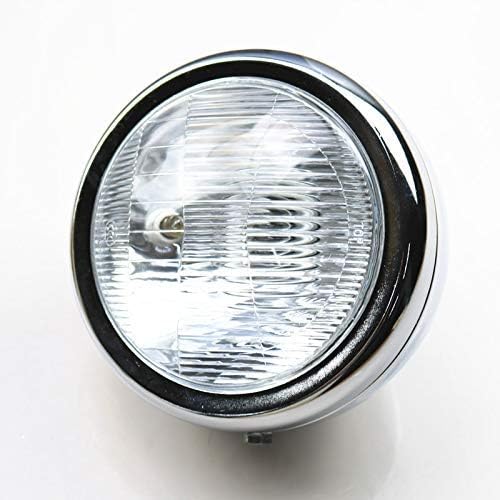 Motorcycle Street Bike Side Mount Front Headlight Headlamp For Honda Kawasaki Suzuki Yamaha Triumph Victory Cafe Racer CB VTX Shadow GN125 CG125 Old School (Chrome/clear)