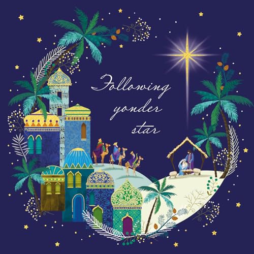 Marie Curie Yonder Star Christmas Cards, 14x14cm, Pack of 10 with Envelopes Nativity