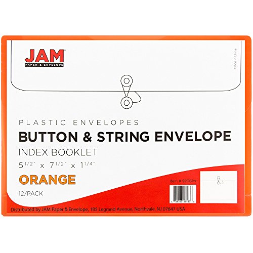 image for JAM PAPER Plastic Envelopes with Button & String Tie Closure - Index S