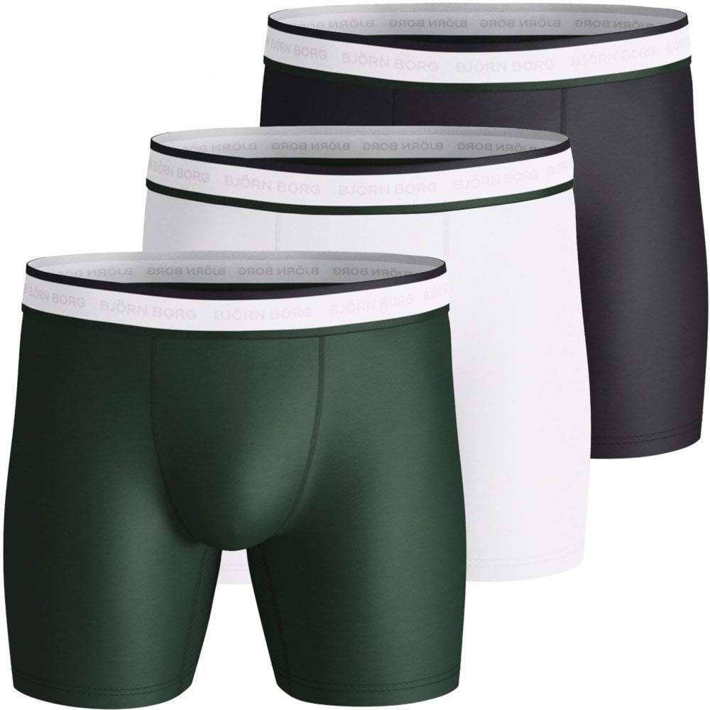 Björn Borg Men's Black/Green/White Bjorn Borg 3-Pack Retro Originals Performance Boxer Briefs, XX-Large