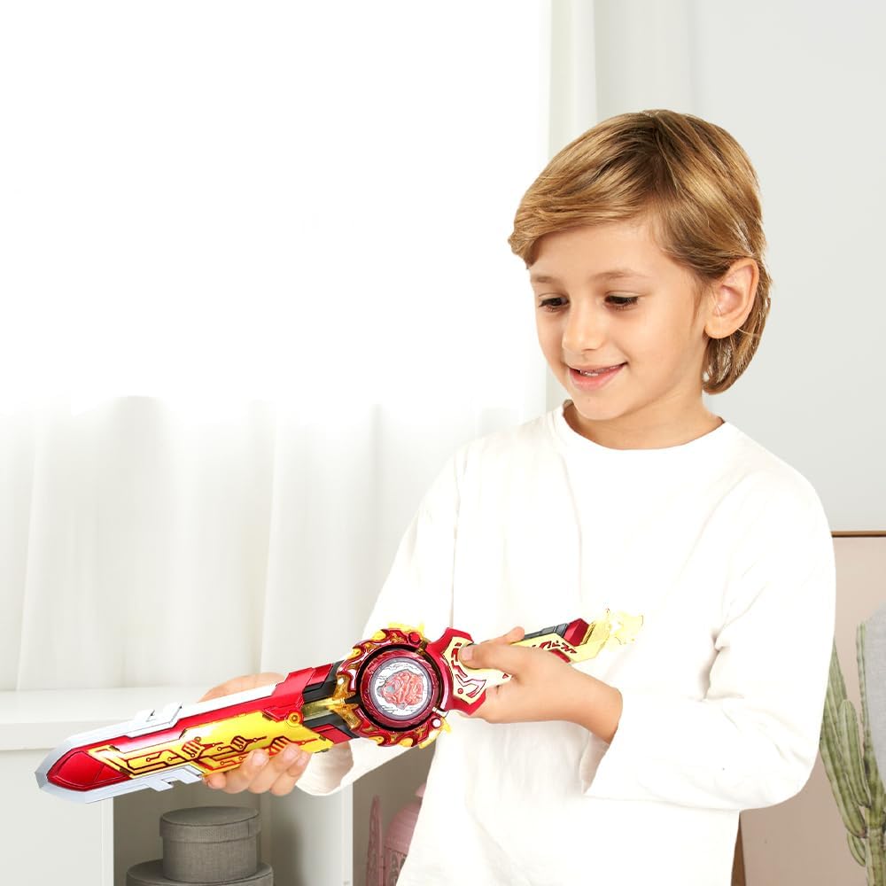INFINITY NADO Battle Tops with Sword Launcher Split Series, Metal Glowing Battling Tops, Attack Type Spinning Top Game Toy for Boys Girls 5+, Flaming Pack Blazing War Bear
