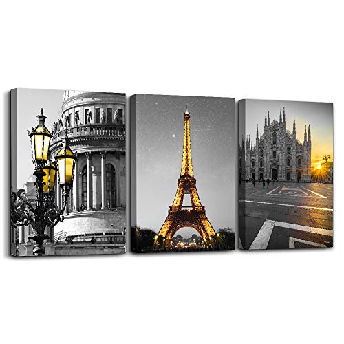 Black and white Architectural landscape Canvas Wall Art for Living