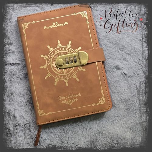 Image of STORE 2508 Vintage Finish Lock Diary with 3-Digit Metal Combination Lock | A5 Retro Codebook Journal | PU Leather Notebook with 230 Pages | Secret Password Diary for Writing Notes Gifts (Brown Retro)