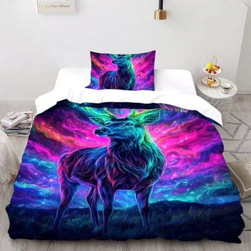 Housse de couette forest animals anti-plis lit simple 135x200cm parure microfibre - 2