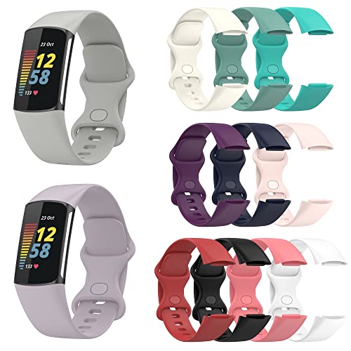 Image of Compatible with Fitbit Charge 5 Bands, Replacement Soft Silicone Watch Straps Soft Wristband for Fibit Charge 5 Fitness & Health Tracker Women&Men