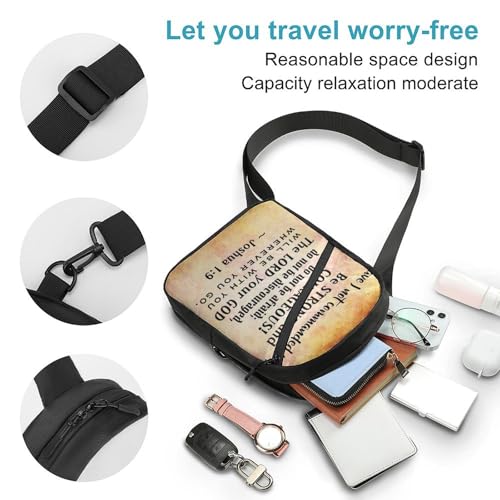 Strong And Courageous Bible Verse Folding Chest Bag with Multiple Pockets Lightweight And Durable Design3