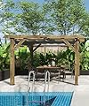 KYBOLT 10 X 12 Ft Wood Pergola with Retractable Sunshade Canopy, Solid Structure, Outdoor Pergola for Deck, Garden, Backyard - Charcoal Gray