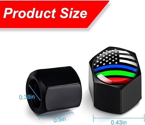 Miniatura 8 de 4 tapas de vástago de válvula de neumático de la bandera estadounidense para automóvil, fundas de vástago de válvula de goma herméticas