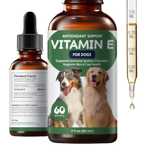 Homibabis Vitamin E Supplement for Dogs Liquid Daily Skin & Coat Nutrition Oil Supports Moisture Balance Cellular Protection & Overall Canine Wellness 2 fl oz (60 mL)