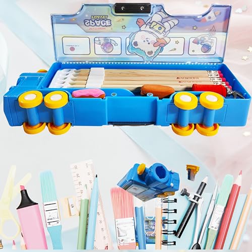 Image of ZAFCO Plastic Magnetic Astronaut Pencil Box with Sharpener Space Theme Large Capacity for Kids Boys Girls School Going Children Stationaries Organizer Birthday Return Gift (Pack of 1), Blue