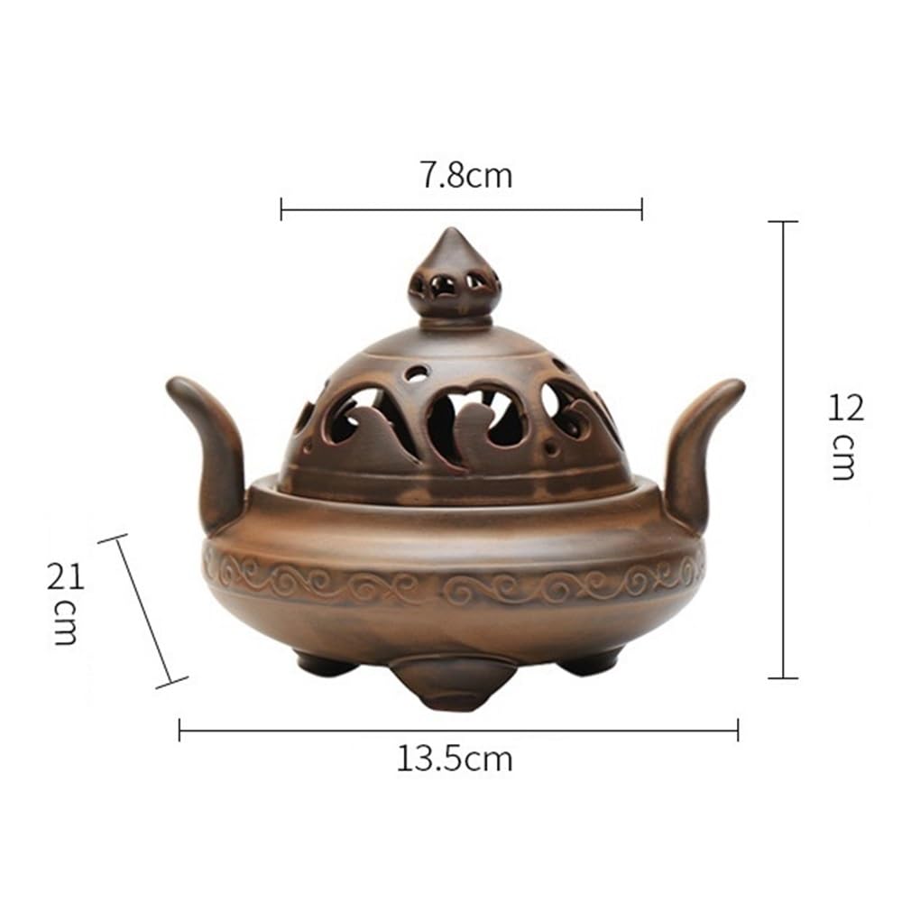 Arredamento Bruciatore di incenso in ceramica a tre gambe, porta for la casa, for in polvere, carbone, bastoncini, coni, spirali e torri