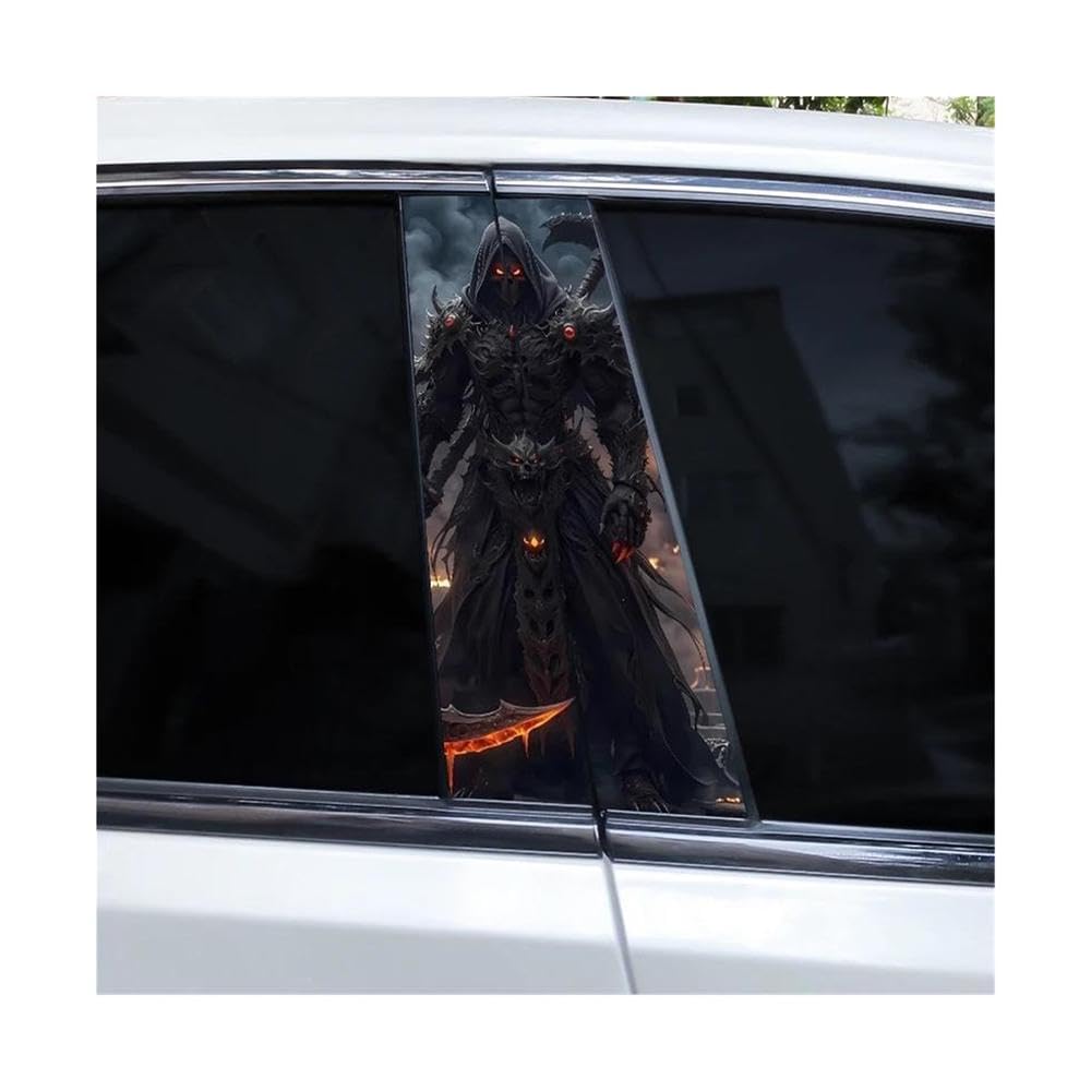 Body Parts 2pcs Knight Warrior Skull Car B-Pillar Vinyl Sticker Waterproof DIY(C)