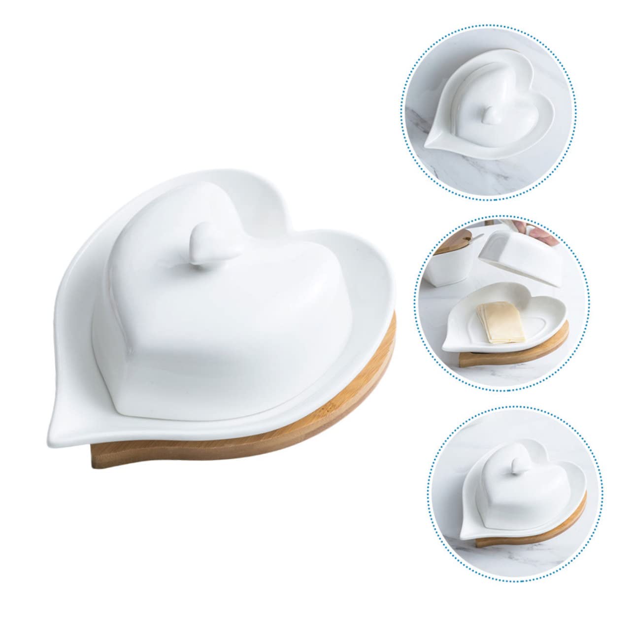 OUNONA 2 Juegos Plato de Decorativo de Cerámica con Tapa Juego de Azucarero y Lechero Diseño Corazón Utensilios de Mesa para Hogar