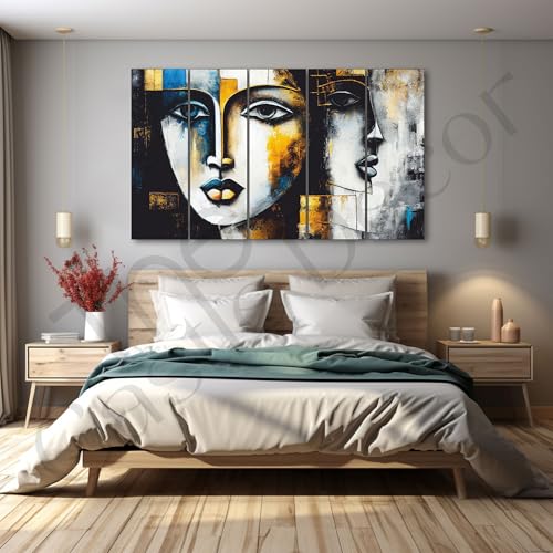 Image of The Castle Decor Woman abstract painting with frame Big Size 27x48 Wall art for living room,Bedroom,Drawing room,Hotels-Wooden Framed-301