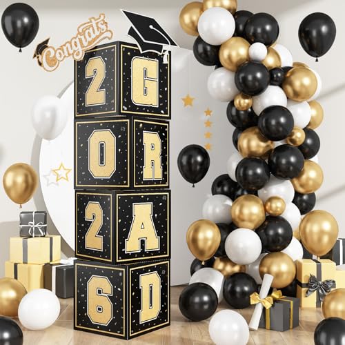 2026 Graduation Decorations, 4Pcs Graduation Boxes, So Proud of You and Class of...