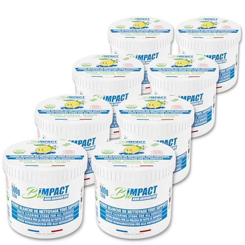 Piedra Blanca - Piedra arcilla blanca para limpieza - 8X500g - Incluye esponja - Certificación ECOCERT