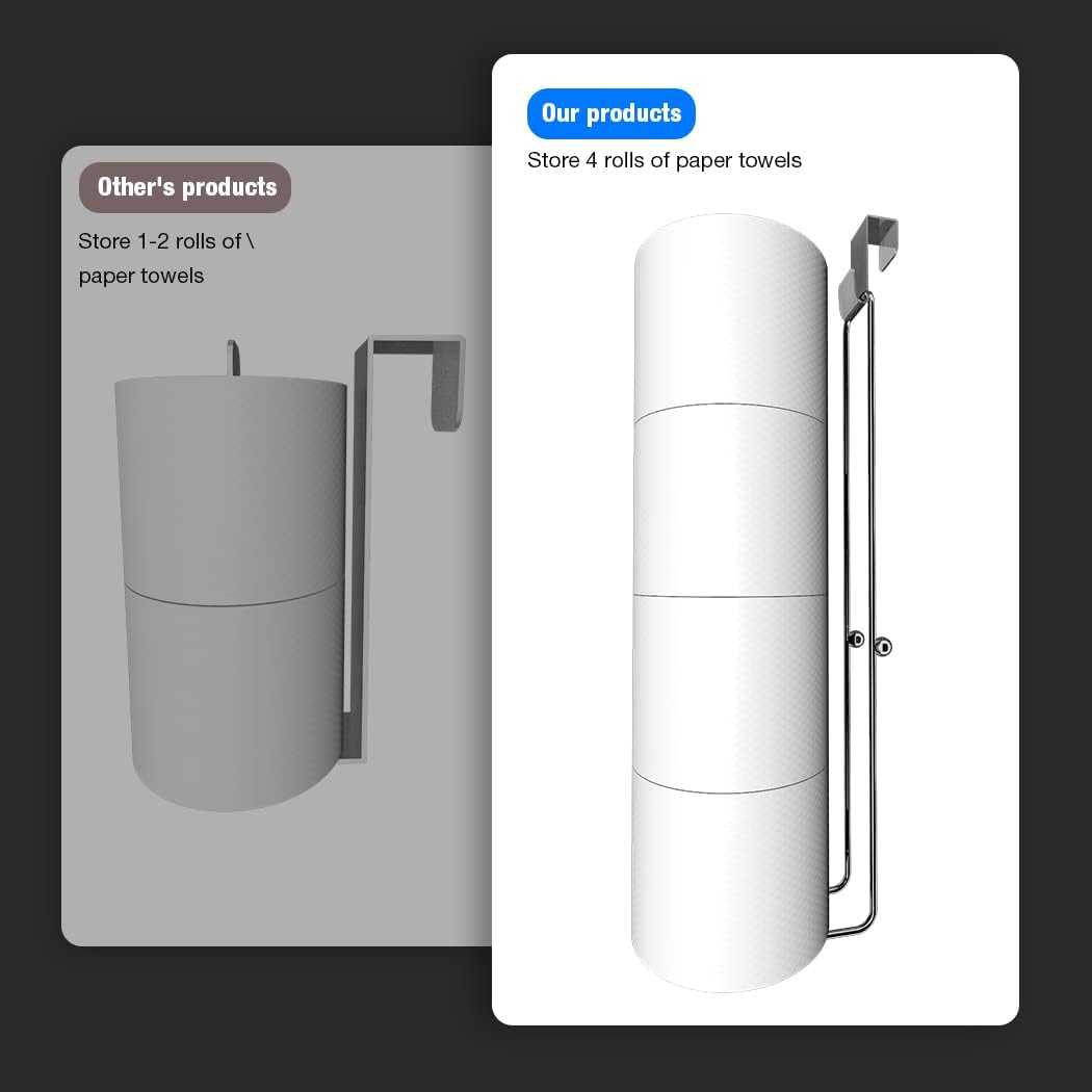 Conworld Toilet Paper Holder for 8 Roll Tissue, Over The Tank Toilet Paper Holder, Stainless Steel Rustproof Toilet Paper Storage Wall Mount, for Bathroom Storage and Organization, Silver, 2 Pack