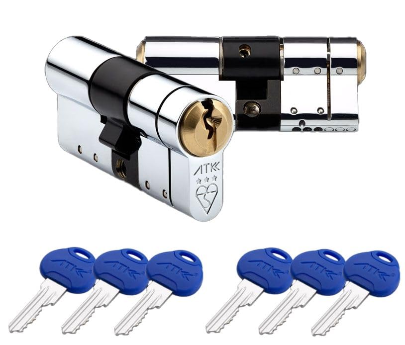 Avocet ATK 3 Star Door Lock Diamond Rated Ultra Secure Euro Cylinder Police Approved, Secured by Design, 55/35 Chrome, Regular Pair