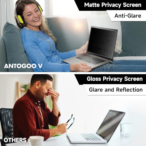 15.6 Inch 1920x1080 Laptop Privacy Screen Filter, Anti Blue Light Glare & Anti Scratch Computer Privacy Shield for 15.6