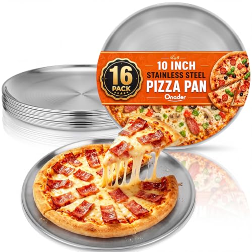Thenshop 16 Pcs 10 Inch Stainless Steel Pizza Pans Bulk, Silver