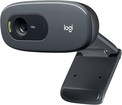 Logitech C270 Webcam HD, 720p/30fps, Videochiamate Widescreen, Correzione Automa