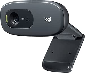 🎫🎫 DOUBLE COUPON! Logitech C270 Webcam HD, 720p/30fps, Widescreen Video Calls, Automatic Correction ‎Brightness, Noise Reduction Microphone, Skype, FaceTime, Hangouts, WebEx,PC/Mac/Tablet/Chromebook-Grey