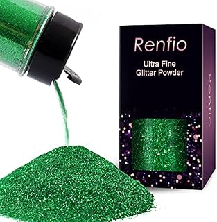 Renfio Ultra Fine Glitter Powder Metallic Resin Glitter 2.11 Oz (60g) Flakes Crafts Sequins Epoxy Chips Flakes for Tumblers Slime Painting Arts Nail Holiday Decoration - Grass Green