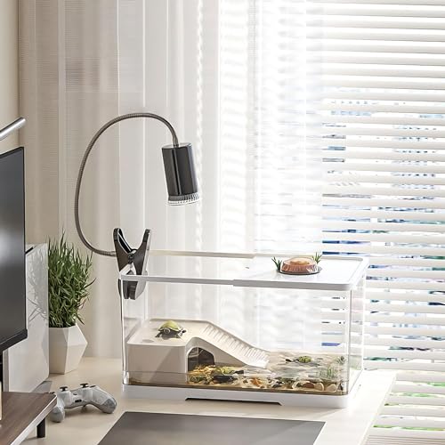 亀 水槽 大きい タートルタンク カメ用水槽 カメ生息地 亀観察飼育用 リクガメ ケージ 水槽セット 亀の水槽 水換え簡単 脱出防止素敵なデザイン W30*D19*H19CM (S)