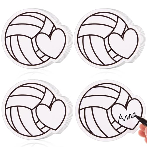 FOBSME 60 Pcs Volleyball Cutouts 4.49x3.94 Inch Volleyball Heart Cutout Waterproof Volleyballs Bulletin Board Cutouts Paper Volleyballs Die Cuts for Sport Theme School Classroom Party Decorations