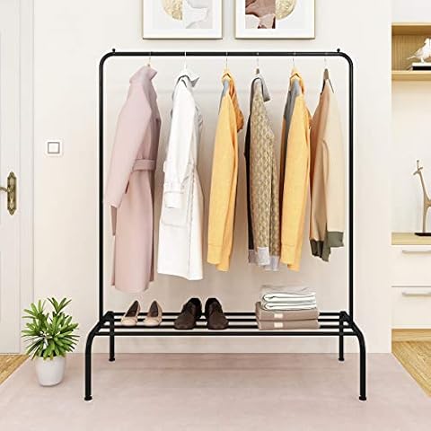 HOMERECOMMEND Heavy Metal Garment Rack with Shoe Storage Cover