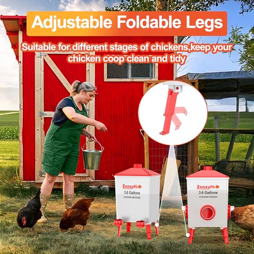 ZenxyHoC 3.6 Gallons Chicken Waterer Bucket with Adjustable Legs and Anti Roost Cone - Thumbnail 4