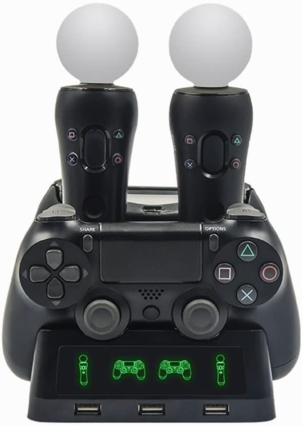 for PS4 PSVR VR Controller Charger, Charging Dock Station for Move Motion Gamepad