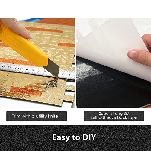 Tidecarpe Backsplash Tile Peel And Stick Marble Self-Adhesive Wall Tile Aluminum Metal For Kitchen Bathroom Cabinets Fireplace Gold Yellow 10 Sheets 12" X 11.8" X 0.16"… #TOP3