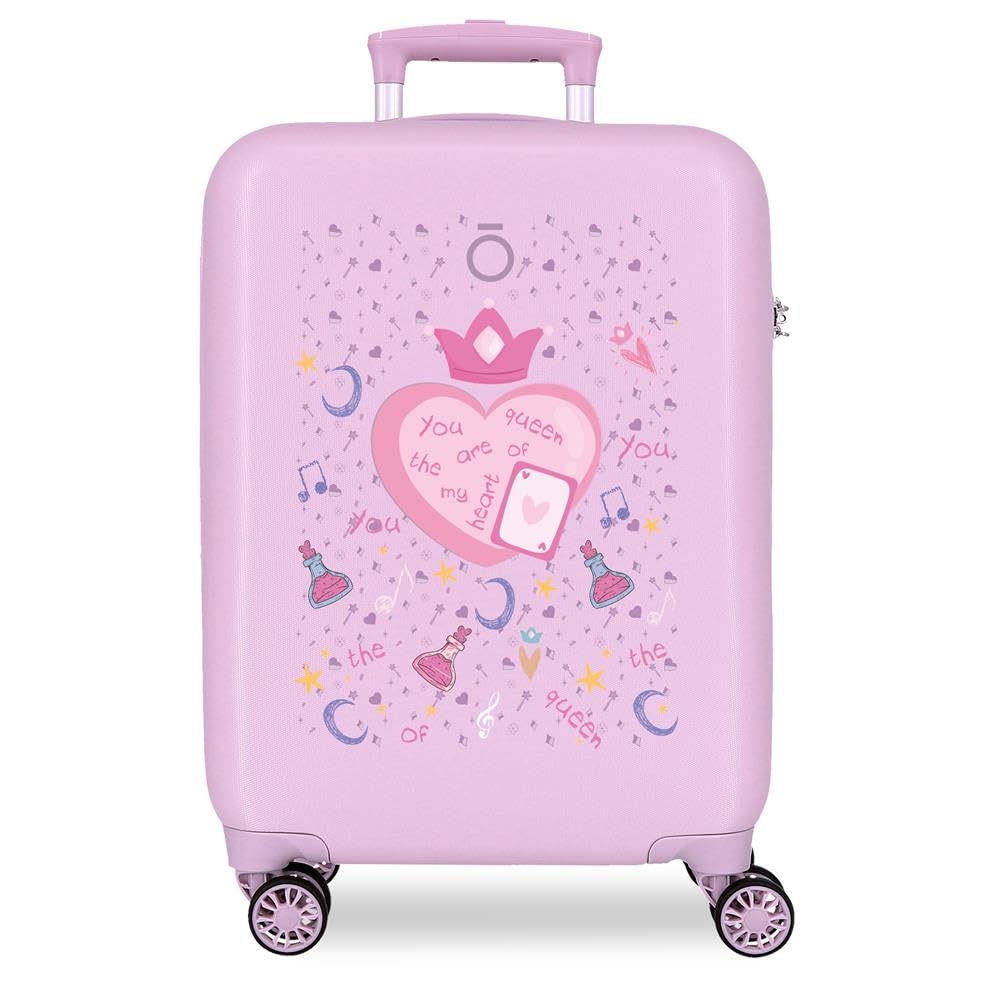 Enso Queen of Hearts Walizka kabinowa Liliowy 38 x 55 x 20 cm Twardy ABS Zamek szyfrowy 34L 2,6 kg 4 Podwójne koła Bagaż podręczny