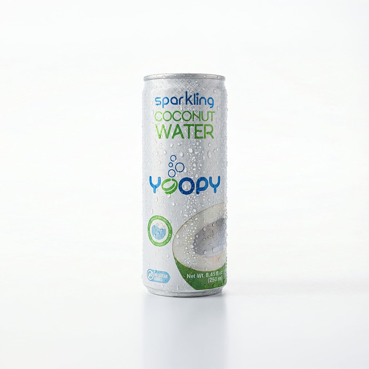 Yoopy Sparkling Coconut Water – Lightly Carbonated Tropical Drink, No Sugar Added Healthy Soda Alternative, Refreshing Non Alcoholic Beverage - 12 pack (8.45 fl oz cans)