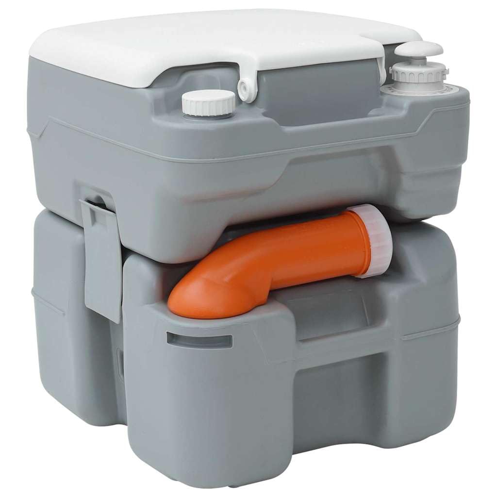 Graue Camping-Toilette aus hochdichtem Polyethylen, 41,5 x 36,5 x 42 cm, tragbar für Outdoor Camping wandern Trekking, Zelt und Reise, leicht zu reinigen für Ausflug und biwak