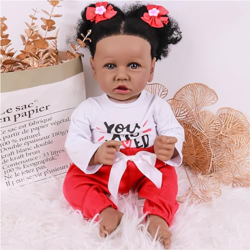 Muñeca reborn bebe negra realista 22 pulgadas miniatura 6