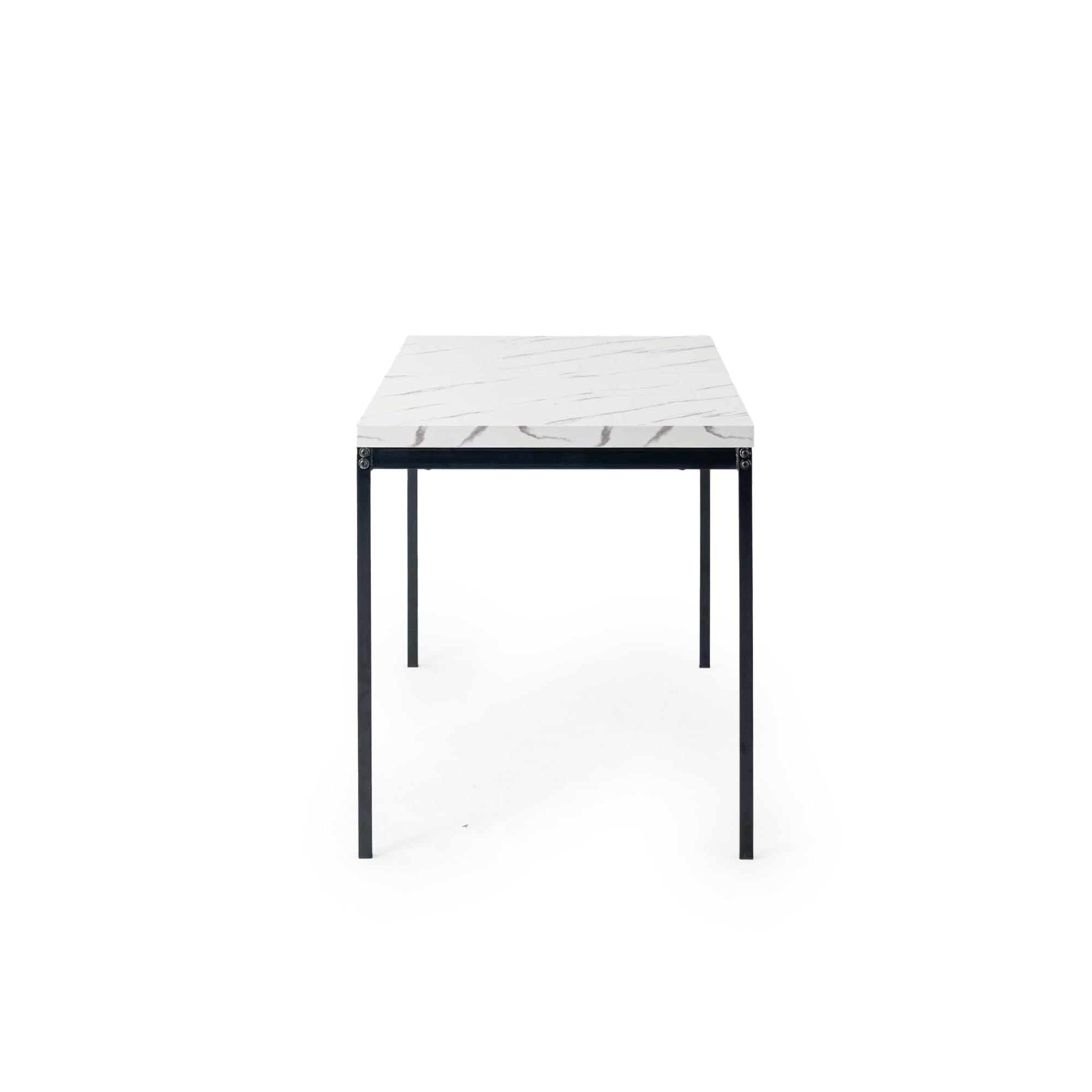 FurnitureR Tables de Bar de Jardin en Imitation Marbre Blanc, pour 4 à 6 Personnes, Plateau en Bois Epais avec Structure Métallique, pour Terrasse, Patio, Salle à Manger, Garden, 120 x 70 x 75cm