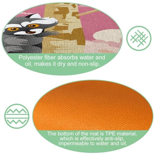 Alfombrillas de cocina VAPOKF lavables con diseño de mapache pack de 2 6