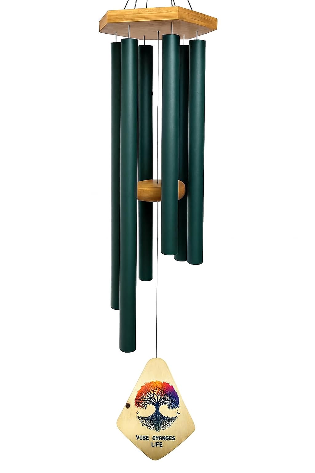 Paradigm Pictures 30.5 inch Big Wind Chimes for Home Balcony Positive Energy (Big Army Green Pipe Wood)