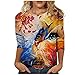 CCOOfhhc Camiseta de manga corta para mujer, estilo vintage, con cuello en V, holgada, con estampado de flores, estilo informal, A Braun., S