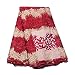 KENLACE 5 Yards/Lot Latest Net French Lace Material French Net African Lace Fabric With Stone Nigerian Wedding African Lace (Red)