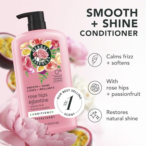 Herbal Essences Conditioner, Rose Hips + Passionfruit - Smooth Collection, Shiny Hair with Vitamin E & Jojoba, Safe for Color Treated Hair, Floral Scent, Cruelty-Free, Dermatologist-Tested, 29.2 Fl Oz - Thumbnail 2