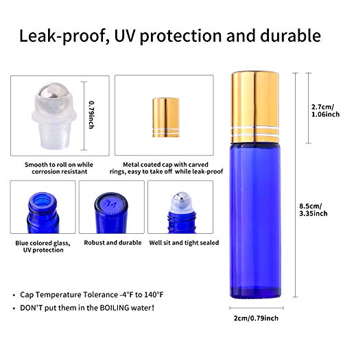 Tmie Beauty 10Ml Essential Oil Roller Bottle (24 Pack), For Aromatherapy Oil Blends, Smooth Stainless Steel Roller Ball, Robust Uv Protection Colored Glass, Leak Proof, With Rich Parts & Accessories #TOP2