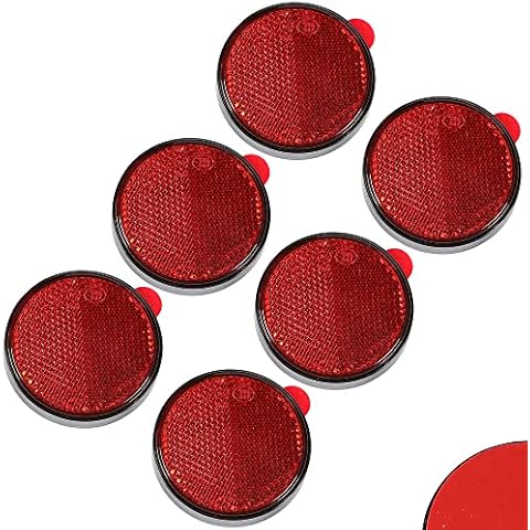 AOHEWEI Self Adhesive Reflectors Stick-on Round Circular Reflectors Red Safety Reflex for Gate Posts Fence Trailer Caravan Agricultural Machines ECE Approval Pack of 6 (red) Cover