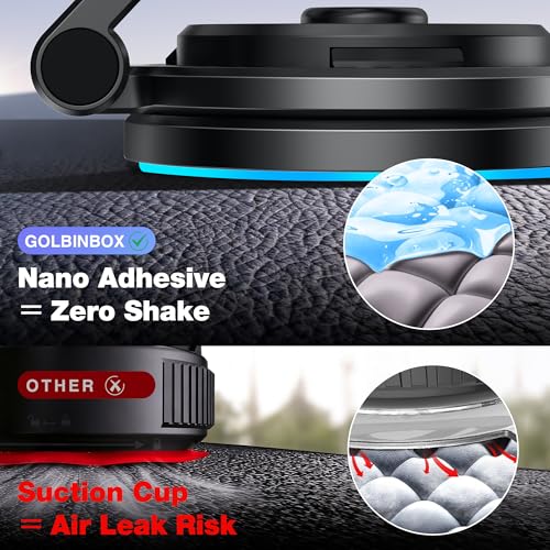 Image of GolbinBox Car Phone Holder for MagSafe [360Rotation] Metal Design iPhone Car Mount,Folding Car Mount [Detachable Base] Strong Magnetic Phone Holder for Car Dash,for iPhone 17 16 15 14 Pro Max, Black