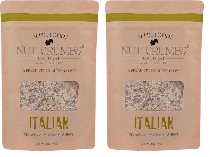 Appel Foods - Nut Crumbs - Bread Crumb Alternative - Gluten Free - Sugar Free - Low Carb - Low Sodium - Raw, Premium Nuts (Italian) (Pack of 2)