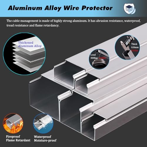 Miniatura 4 de Cable Nizer Raceway - Metal Wire Protector Channel for WallFloor Mounting, Non-Slip Electric Cord Shielding, Safe Cable Management for Home & Office